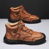 Winter/Fall Mens Handmade Casual Leather Casual Shoes High Boots Leather Shoes  for Men Soft and Comfortable Non-slip Ankle Boots