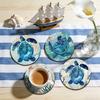 Meeresschildkröten-Untersetzer, Holz-Getränkeuntersetzer im Ozean-Strand-Thema für Zuhause, Café, Rutschfest, Hitzebeständig, Tischdekoration