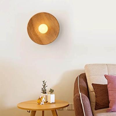 Wall Lamp Japanese Retro Restaurant Background Wall Lamp Homestay Tea Room Circular Bedside Wall Lamp