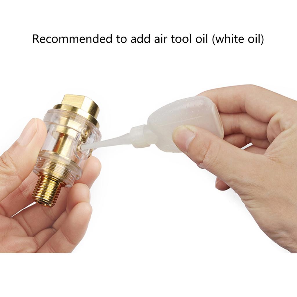 1/3pcs Air Line Lubricator Mini In-line Air Tool Oiler 1/4 Inches Inlet & Outlet Metal for Air Compressor Pipe Tool