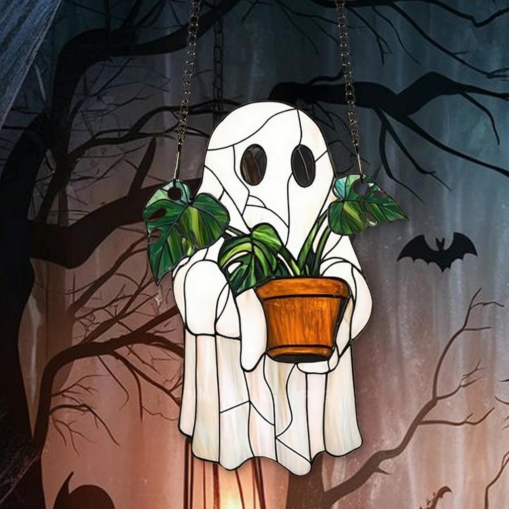 Gotický Duch Lapač Slunce Akrylová Závěsná Ozdoba na Okno Barevný Projektor Stínů Halloweenská Dekorace Strašidelného Domu Rekvizita Ideální Dárek