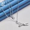 925 Sterling Silver 18 Inch Chain Scissors Pendant Necklace Jewelry