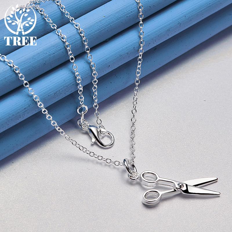 925 Sterling Silver 18 Inch Chain Scissors Pendant Necklace Jewelry