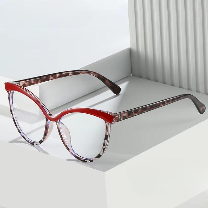 Fashion Large Frame Cat Eye High Definition Reading Glasses Men Women Transparent TR90 Frame Butterfly Leopard Frame Presbyopic Eyeglasses