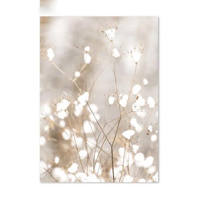 Nordic Beige Dandelion Painting Poster Reed Canvas Art Print Flower Posters Bunny Tail Grass Wall Art Picture Living Room Decor