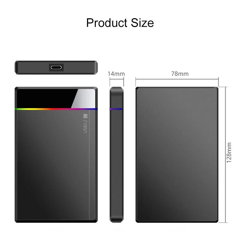 2,5palcový Beznástrojový RGB Mobilní Box na Pevný Disk USB 3.2 5Gbps Notebook Pevný Disk SSD HDD Kryt Typ C 3.1