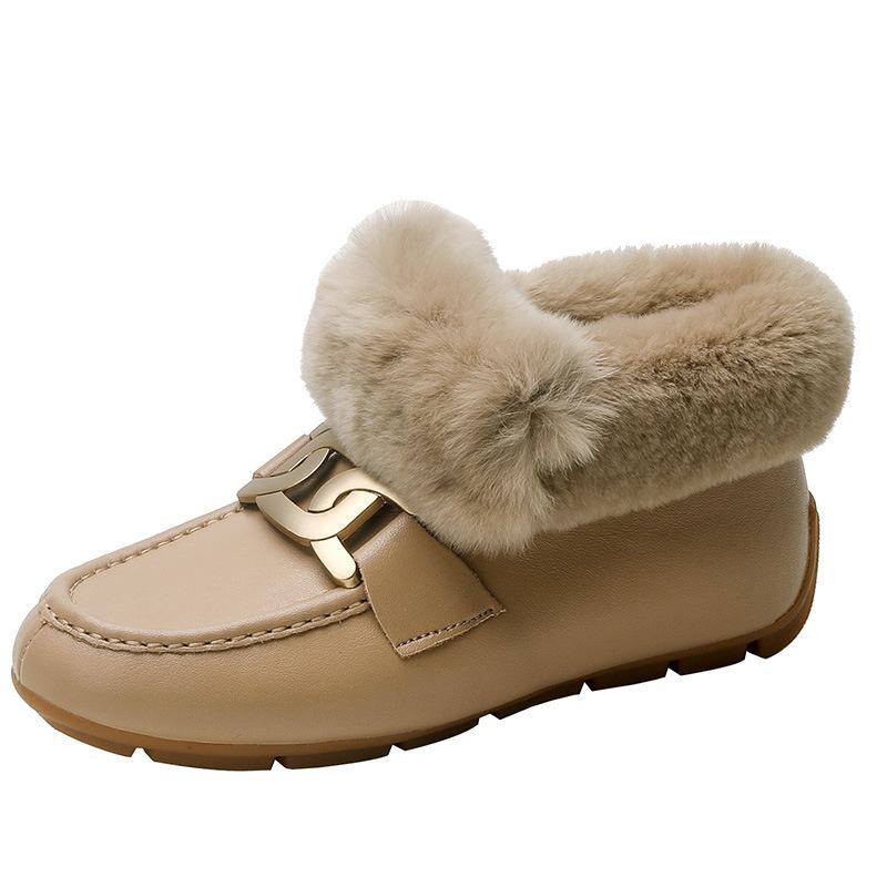 

Fur integrated snow boots women s winter velvet non-slip rabbit fur fur shoes warm cotton shoes inner height increase genuine leather beanie shoes 40