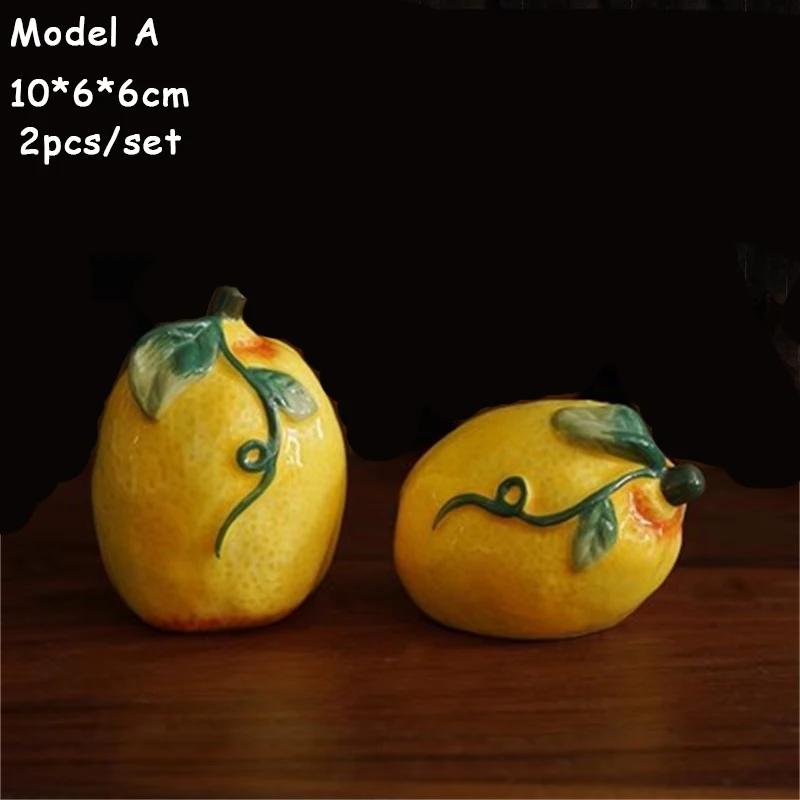 Lemon Shaped Ceramic Plate for Dessert, Fruit Tray, Afternoon Tea Kettle, Milk Mug, European Dinnerware, Colored Underglaze