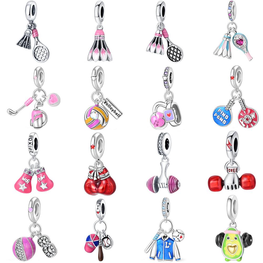 Fashion DIY Sports Bracelet Accessories With Removable Badminton Pendant And Loose Beads Jewelry Set