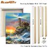 RUOPOTY Paint By Numbers Tower Landscape Wall Art Unique Gift Acrylic Home Decor Hand Painted Coloring Seaside For Living Room