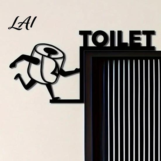 Bathroom Door Sign Funny Sign Thinking Room Metal Wall Art with Humorous Quotes Self-Adhesive Clever Decor Toilet for Restroom Rustproof