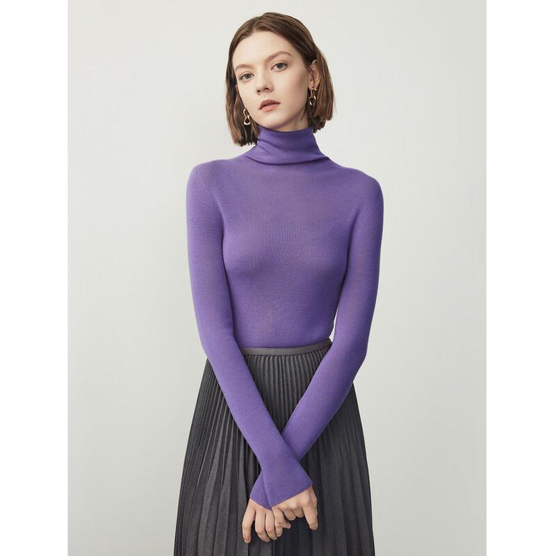 LANCY Pure Wool High-Neck Knit Sweater