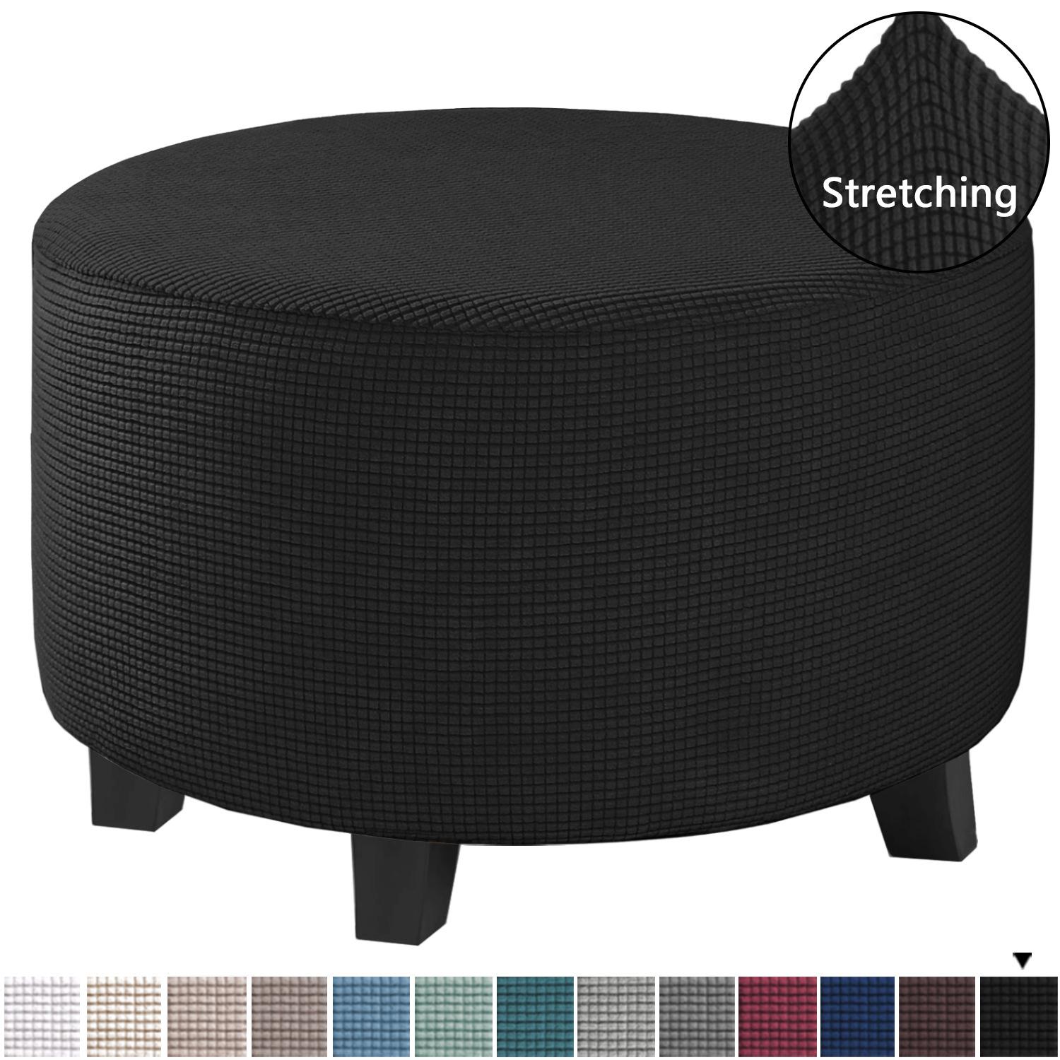 

Тахта Cover Stretch Ottoman Slipcover Round Ottoman Storage Cover Складані чохли на табурети для підставки для ніг Ottoman Fit Dia 20 -41 Знімна Миється M чорний