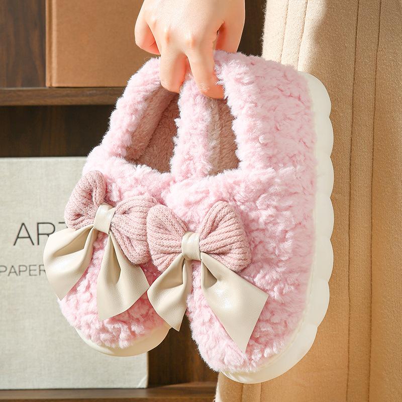 Butterfly Knot Cotton Shoes Anti Slip Plush Cotton Shoes