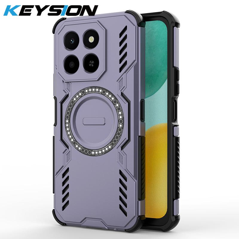 

KEYSION Hollow Heat Dissipation Case for HONOR X7c X6c X8c Magnetic Cooling Shockproof Phone Back Cover for Honor 200 Smart 5G for Honor 200 Smart фіолетовий