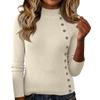 Women's Casual Solid Color Slim Button Knit Sweater Long Sleeved Base Sweater Sweater