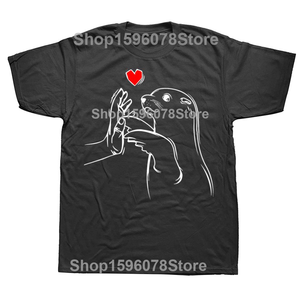 Funny Sea Lion Seals Graphic T Shirts Men Women Pure Cotton Humor Streetwear Tee Shirt Short Sleeve Unisex Loose Clothing
