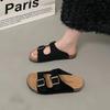 Fashion Fashion Cork Women Sandals New Soft Sole Suede Mules Slippers with Arch Support House Open Toe Flats Outdoor Beach Slide Shoes
