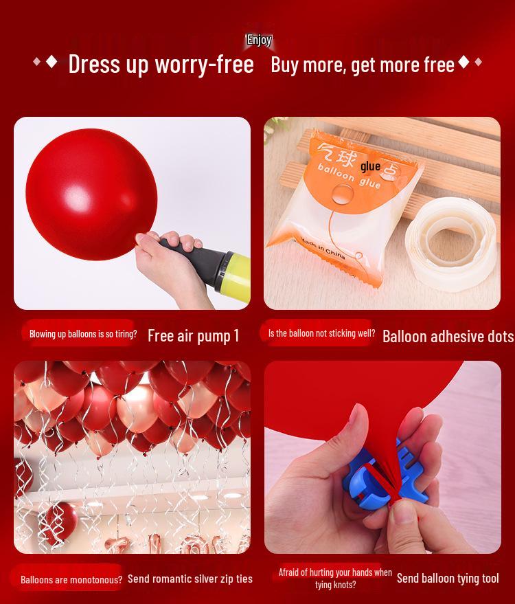 Da Li Red Wedding Balloons - Engagement & Wedding Decoration Supplies with Double Happiness Theme