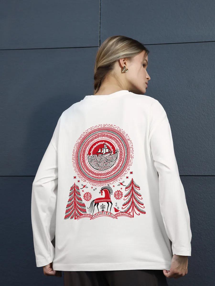 100% cotton t-shirt American early new loose fun age reduction printing loose women S