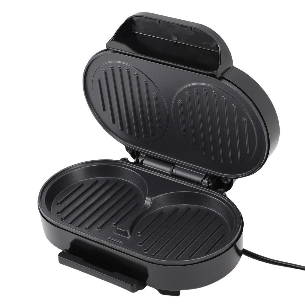 Dual Breakfast Sandwich Maker Fast Cooking Non Stick Egg Burger Machine for Home Use Silver Black