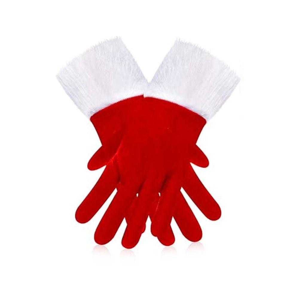 Short Santa Claus Gloves Warm Pleuche Christmas Gloves Festival Dress Party