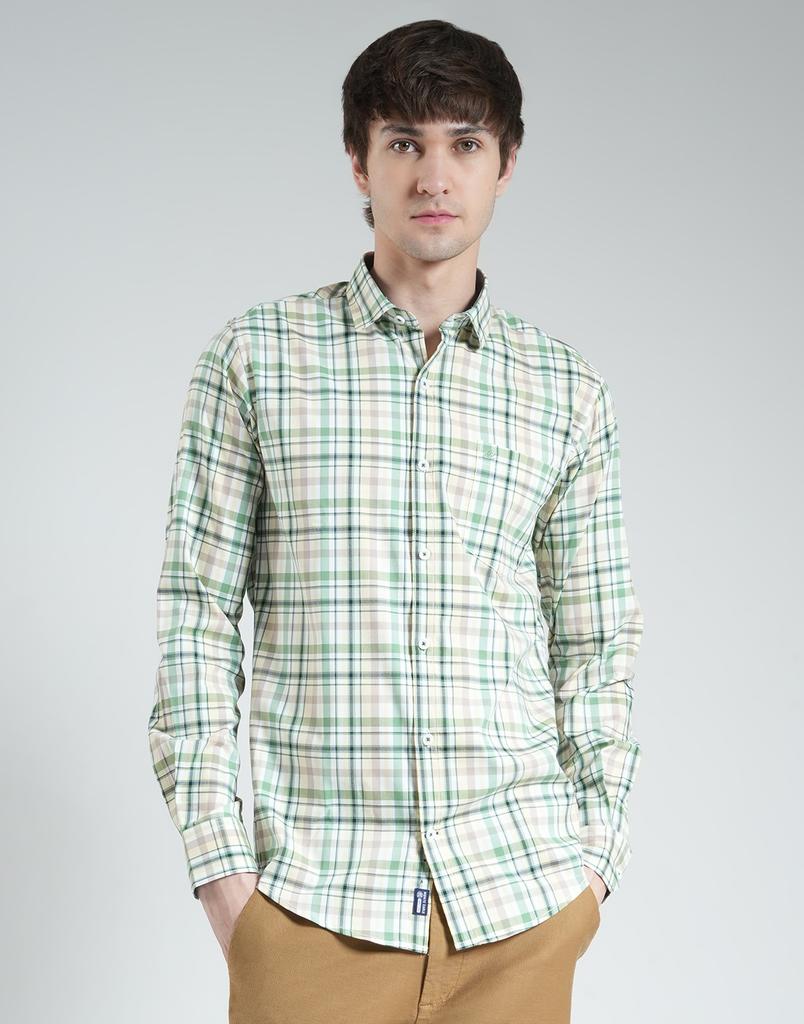 Monte Carlo Men's Slim Fit Checkered Half Sleeve Shirt