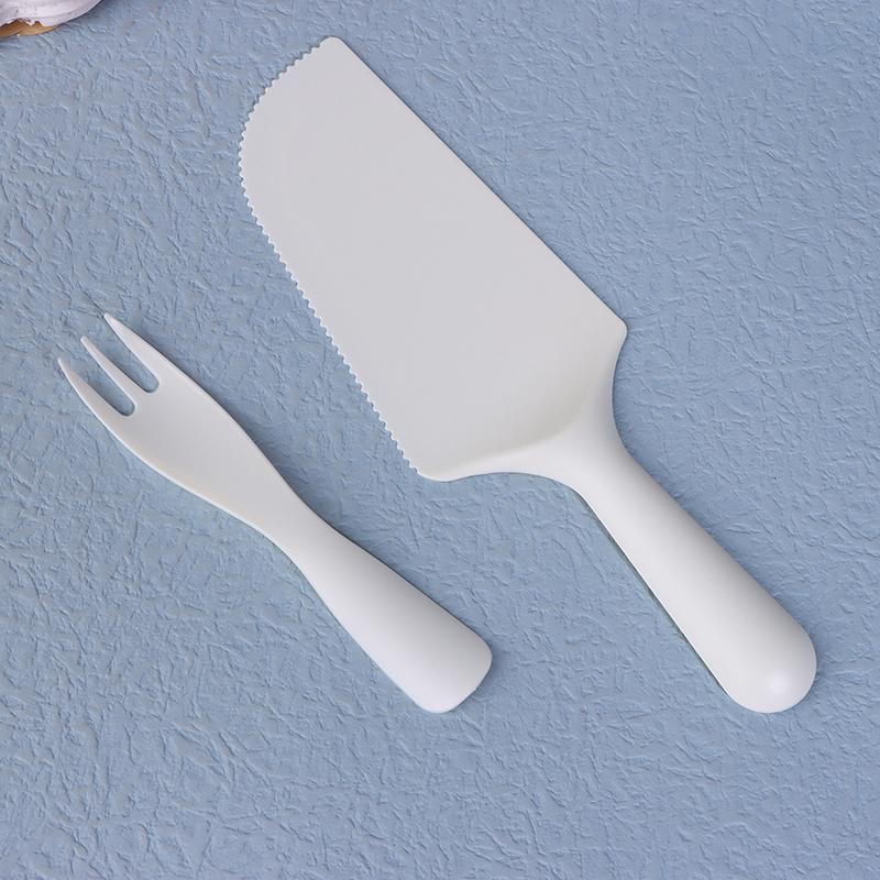 Set Coltello Forchetta Torta di Compleanno Bianco 5 Persone 10 Persone Set Piatti da Cena usa e getta in Plastica Stoviglie da Tavola per Torta da Forno