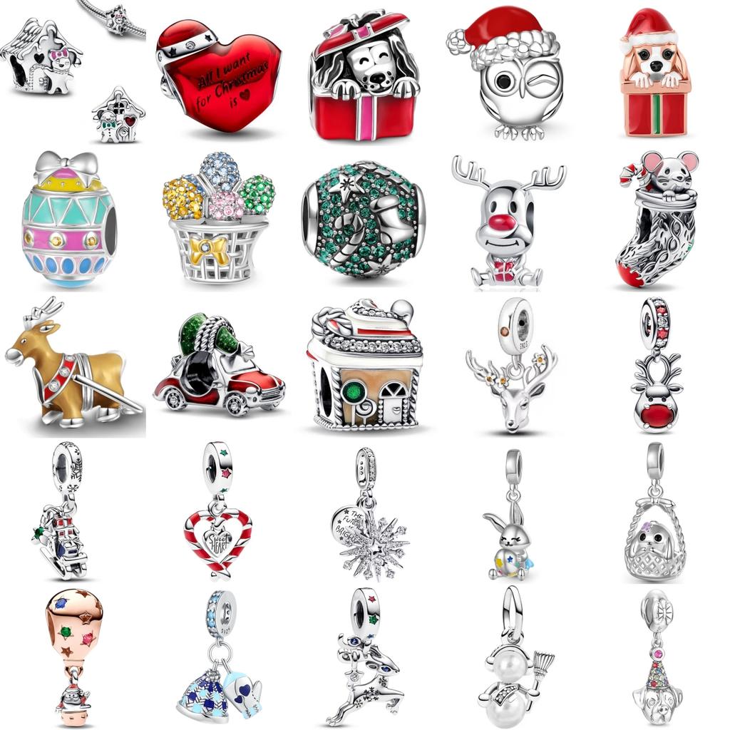 High Quality New Fit Original Copper Santa Claus Elk Snowman Charms Pendants For Christmas Jewelry Making Gift