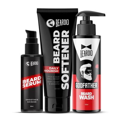 Kit Cura Barba Con Siero 50 ml Ammorbidente 50 g E Shampoo per Barba 100 ml Per Barba Morbida Liscia Nutrita Set per la Cura della Barba