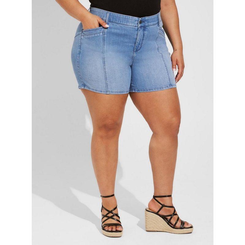 100.15kg 0.00kg Silm Slim Looking High Waist Stretch Denim Shorts Chubby Girl Plus Size Blue Shorts Women's Hot Pants
