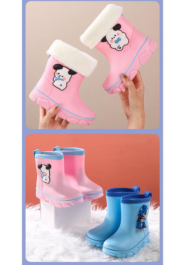 Children's Waterproof Non-slip Rain Boots for Kindergarten - Cute and Comfy with Velvet Lining