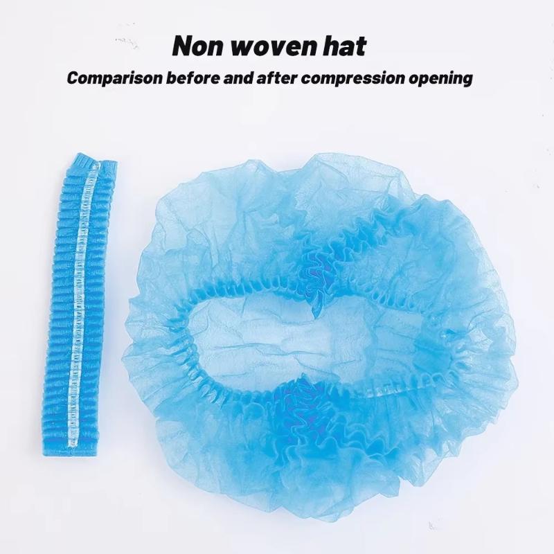 100 PCS Disposable Non Woven Bouffant Caps One Size Fits Most Breathable Anti Hair Shedding for Home Renovation Work