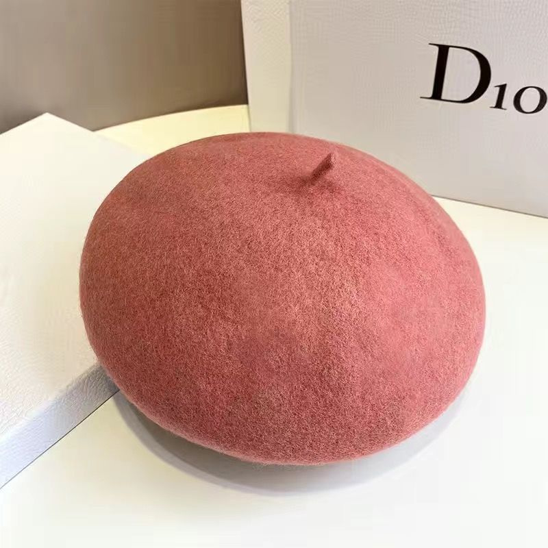 Elegant And Fashionable Solid Color Wool Thick Beret Winter Hat For Travel Shopping Warmth Vintage Painter And Parent-Child Hat