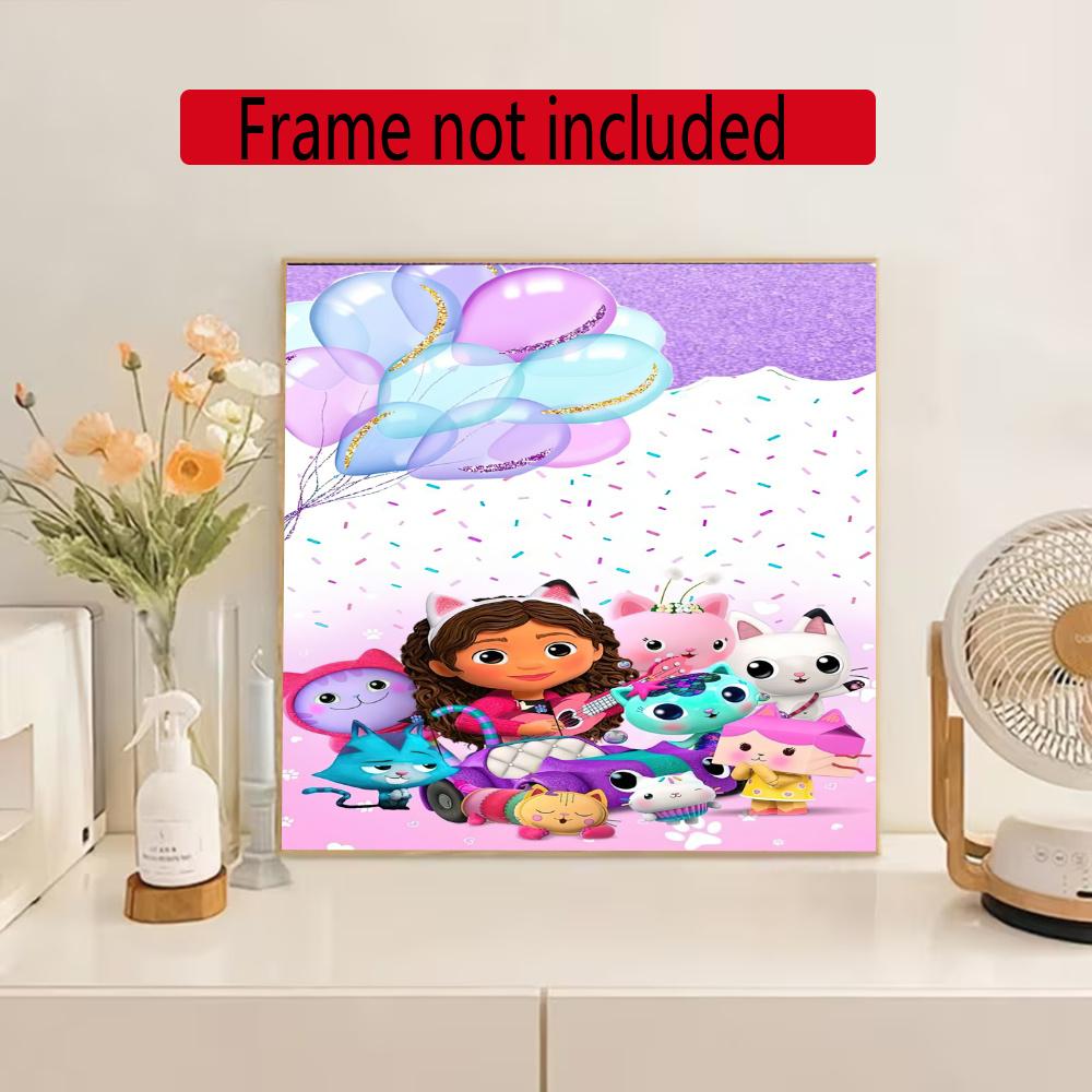 Cartoon Cute Gabbys 5D Round Diamond Painting Kit Diamond Embroidery Painting Rhinestones Mosaic Frameless Handwork Decoration Arts
