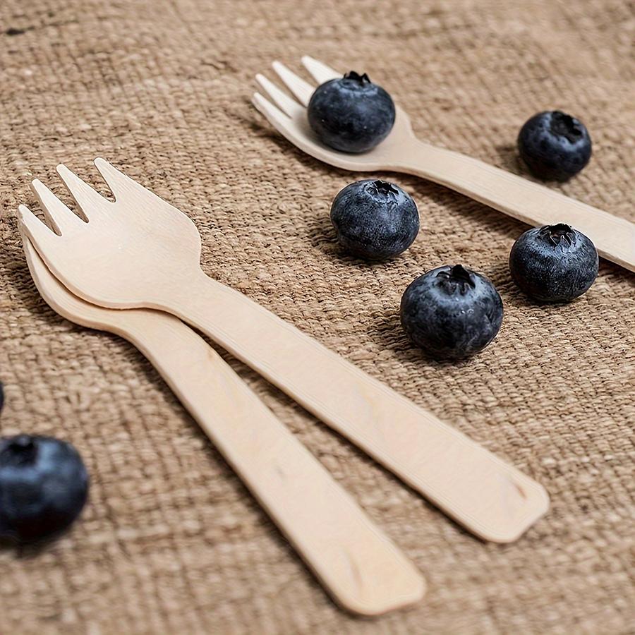 50/100pcs 14cm Disposable Wooden Spoon Fork Set for Party Wedding Cake Tasting Batch Practical Tableware Party Peripherals