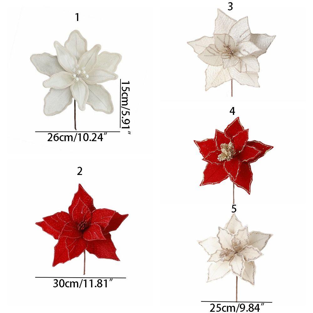 Long-lasting Artificial Xmas Flower Vibrant Colors Festive Glitter Flower  Party