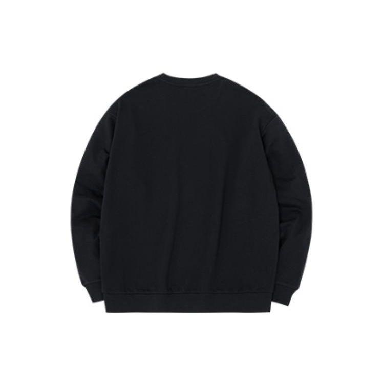 Anta Lifestyle Series Solid Color Crew Neck Pullover Long Sleeve Sweatshirt Unisex Sweatshirt Black 972348710-6
