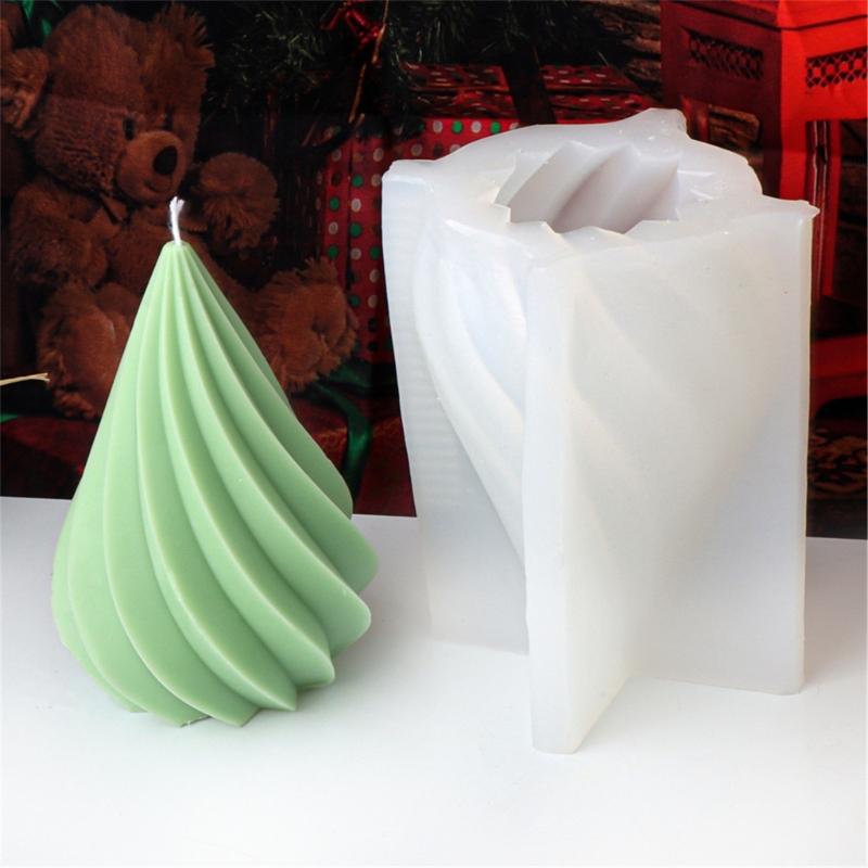 Flexible Silicone Mold Handmade Scented Candle Mould Geometric Christmas Tree Aromatherapys Mold Home Decorations