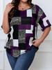 2026 Plus Size Women's Printed Round Neck Casual Top T-Shirt