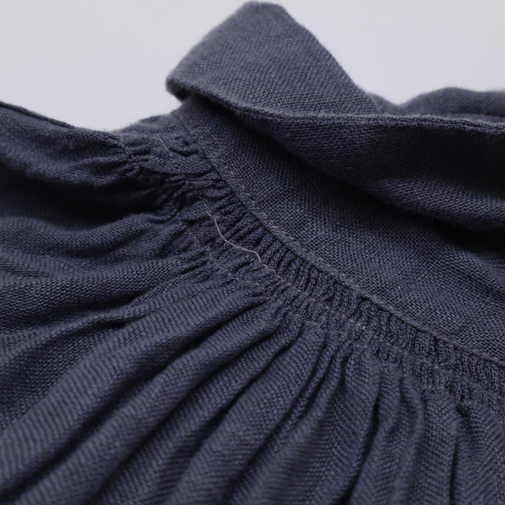 Veritecoeur VC-1658 Gathered Blouse Tops F blueUsed