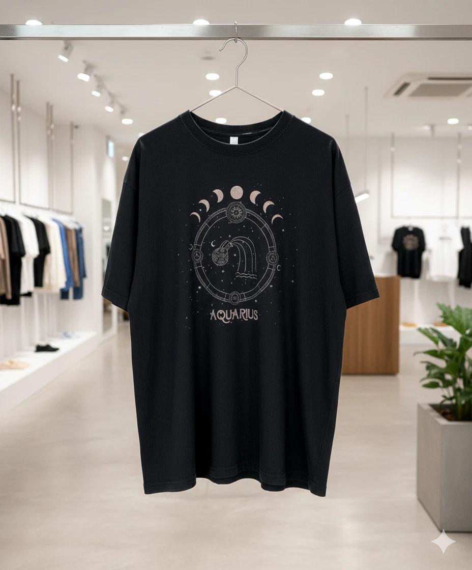 

Unisex Adult Casual Graphic Aquarius Zodiac Graphic T-Shirt Astrolo... XL
