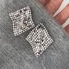 Gold-Plated Silver Zirconia Rhombus Tassel Stud Earrings - Elegant High-End Jewelry for Women