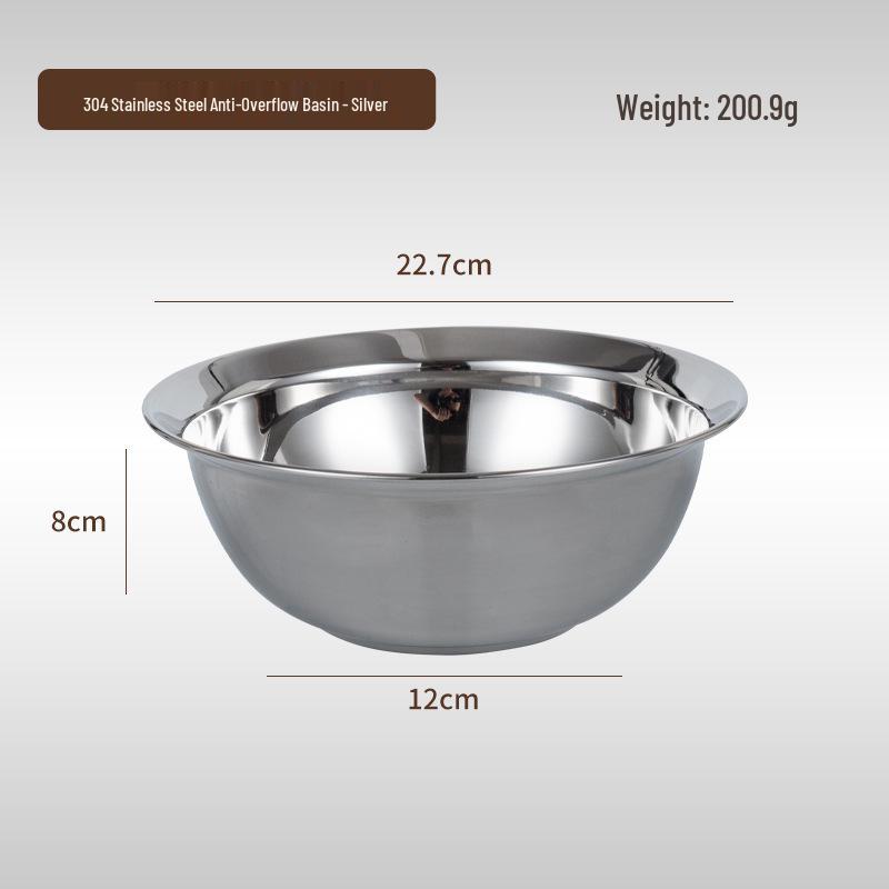 Gold 304 Stainless Steel Food Grade Bowl - Multipurpose Kitchen Basin for Salad, Soup, Vegetable Washing, Egg Beating, and Flour Mixing.