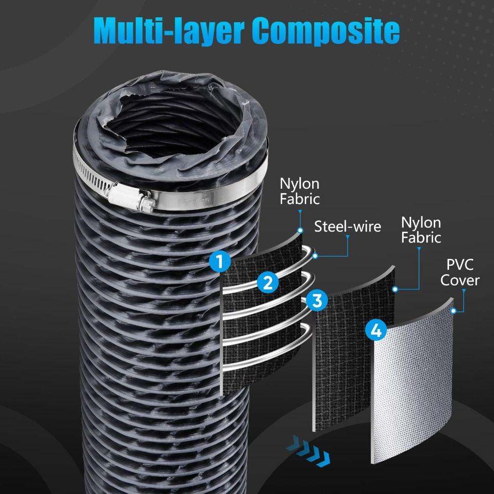 Nylon Diesel Heater Hose Heavy-Duty Air Ducting Flexible Exhaust Pipe  RV Camping Truck Tent