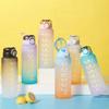1 Liter Motivations-Wasserflasche mit Strohhalm-Mundstück Mit Zeitmarkierung Auslaufsichere Sport-Wasserflasche Für Fitnessstudio Camping Tour