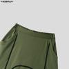 INCERUN Men Elastic Waist Splicing Casual Long Drop-crotch Pants Trousers