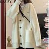 Women's Fashion Casual Fall Winter Solid Color Print Long Sleeve V-Neck Sweaters