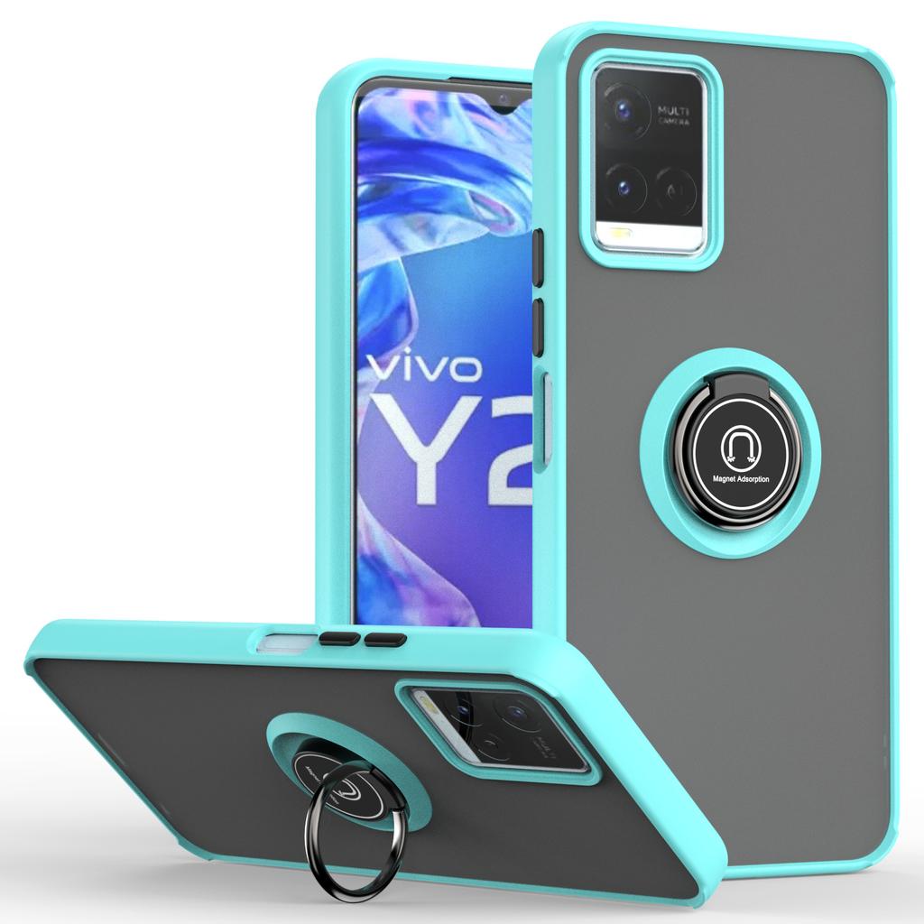 Magnetic Ring Holder TPU Bumper Shockproof Case For VIVO Y21 Y21S Y33S Y20 V21 V21E Y17 Y15 Y12 Y11 Matte Hard PC Back Cover