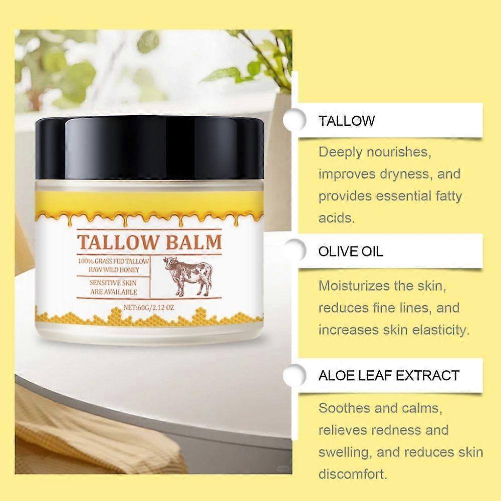 Grass Fed Beef Tallow Face & Body Moisturizer Cream, Natural Whipped Balm